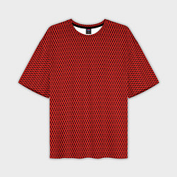 Мужская футболка оверсайз Красно-чёрный имитация сетки