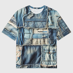 Мужская футболка оверсайз Patchwork denim - vogue