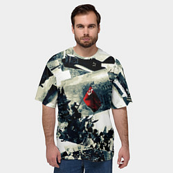 Футболка оверсайз мужская День победы 9 мая и силуэты кадров с фронта, цвет: 3D-принт — фото 2