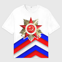 Футболка оверсайз мужская Великая отечественная - Российский триколор, цвет: 3D-принт