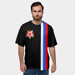 Футболка оверсайз мужская Великая отечественная - триколор полосы, цвет: 3D-принт — фото 2