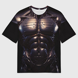 Мужская футболка оверсайз Экзоскелет робота киборга с накаченным торсом