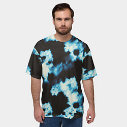 Футболка оверсайз мужская Чёрно синий тай дай, цвет: 3D-принт — фото 2
