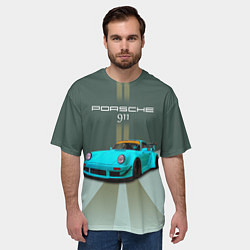 Футболка оверсайз мужская Порше 911 спортивный немецкий автомобиль, цвет: 3D-принт — фото 2