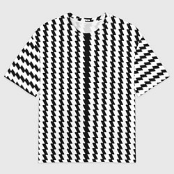 Мужская футболка оверсайз Чёрно-белые вертикальные полосы