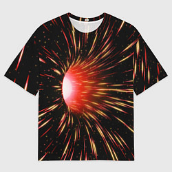 Мужская футболка оверсайз Червоточина - огненные лучи