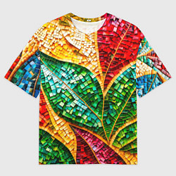 Мужская футболка оверсайз Яркая мозаика с разноцветным абстрактным узором и