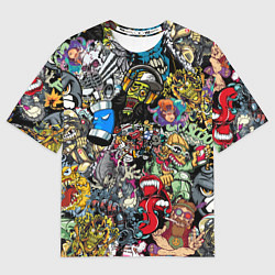 Футболка оверсайз мужская Разноцветные татуировки в стиле граффити, цвет: 3D-принт