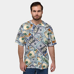 Футболка оверсайз мужская Банкноты сто долларов, цвет: 3D-принт — фото 2