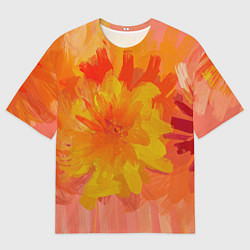 Футболка оверсайз мужская Абстракция цветы мастихин, цвет: 3D-принт