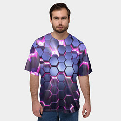 Футболка оверсайз мужская Плиты с сиреневым неоновым свечением, цвет: 3D-принт — фото 2