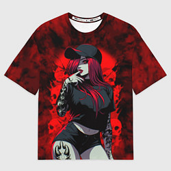 Футболка оверсайз мужская Девушка с татуировками черепа, цвет: 3D-принт