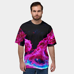 Футболка оверсайз мужская Розовый густой туман - inferno pink, цвет: 3D-принт — фото 2