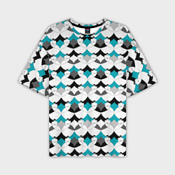 Мужская футболка оверсайз Разноцветный черный голубой с белым геометрический