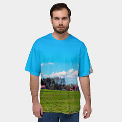 Футболка оверсайз мужская Пригородный пейзаж, цвет: 3D-принт — фото 2