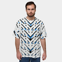 Футболка оверсайз мужская Black and blue stripes on a white background, цвет: 3D-принт — фото 2
