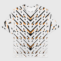 Мужская футболка оверсайз Чёрные и жёлтые полосы на белом фоне