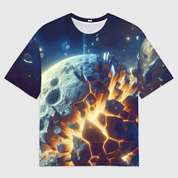 Футболка оверсайз мужская Взрыв планеты - космос от нейросети, цвет: 3D-принт