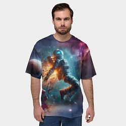 Футболка оверсайз мужская Космонавт в открытом космосе - нейросеть, цвет: 3D-принт — фото 2