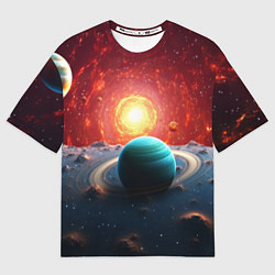 Мужская футболка оверсайз Космос и разные планеты