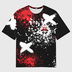 Мужская футболка оверсайз ММА на фоне брызг красок