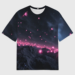 Футболка оверсайз мужская Яркие пирамидки в космосе, цвет: 3D-принт