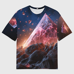 Футболка оверсайз мужская Абстрактная пирамида космическая, цвет: 3D-принт