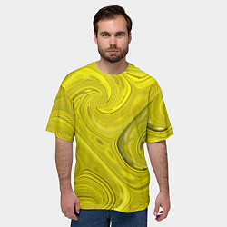 Футболка оверсайз мужская Желтая абстракция, цвет: 3D-принт — фото 2