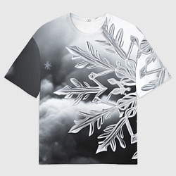 Футболка оверсайз мужская Чено-белая снежинка, цвет: 3D-принт