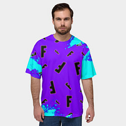 Футболка оверсайз мужская Fortnite neon steel colors epic, цвет: 3D-принт — фото 2