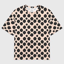 Мужская футболка оверсайз Гороховый тренд черный на кремовом