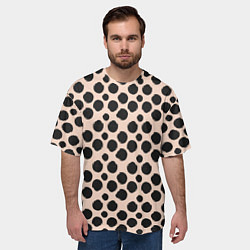 Футболка оверсайз мужская Гороховый тренд черный на кремовом, цвет: 3D-принт — фото 2