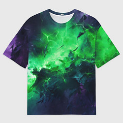 Мужская футболка оверсайз Круглый зеленый мистический фон