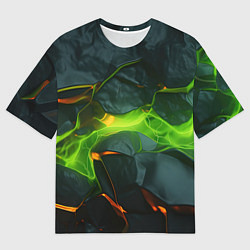 Мужская футболка оверсайз Неоновая яркая геометрическая абстракция со светом