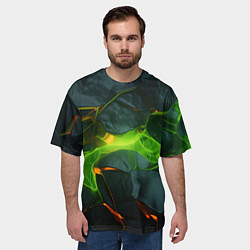 Футболка оверсайз мужская Неоновая яркая геометрическая абстракция со светом, цвет: 3D-принт — фото 2