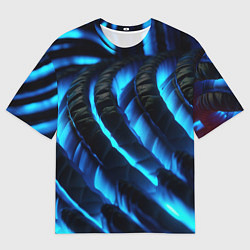 Мужская футболка оверсайз Неоновая яркая геометрическая абстракция со светом