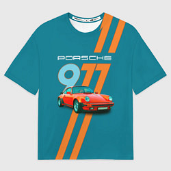 Мужская футболка оверсайз Porsche 911 немецкий спорткар