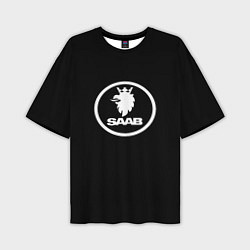 Мужская футболка оверсайз Saab avto logo