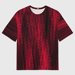Мужская футболка оверсайз Тёмный красный абстрактные полосы