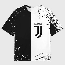 Футболка оверсайз мужская Juventus краски текстура спорт, цвет: 3D-принт