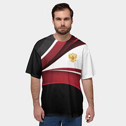Футболка оверсайз мужская Униформа Россия - бордовая, цвет: 3D-принт — фото 2