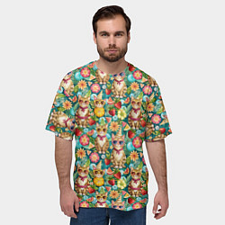 Футболка оверсайз мужская Лето и коты на отдыхе, цвет: 3D-принт — фото 2