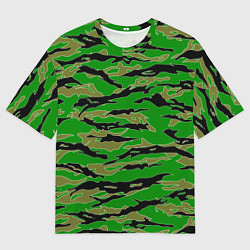 Мужская футболка оверсайз Камуфляж на зеленом фоне