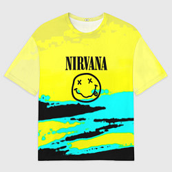 Футболка оверсайз мужская Nirvana краски кислотные, цвет: 3D-принт