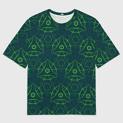 Мужская футболка оверсайз Зелёный неоновый паттерн