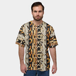 Футболка оверсайз мужская Текстура змеиной кожи в коричневых природных тонах, цвет: 3D-принт — фото 2