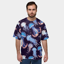 Футболка оверсайз мужская Светящиеся медузы, цвет: 3D-принт — фото 2