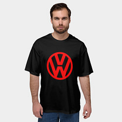 Футболка оверсайз мужская Volkswagen red logo, цвет: 3D-принт — фото 2