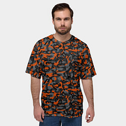 Футболка оверсайз мужская Оранжевый камуфляж, цвет: 3D-принт — фото 2