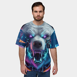 Футболка оверсайз мужская Cyber bear - neon glow, цвет: 3D-принт — фото 2